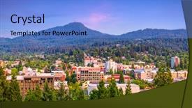  Presentation with pacific northwest - PPT theme having pacific northwest - eugene oregon usa downtown cityscape background and a light blue colored foreground