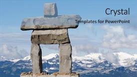  Presentation with pacific northwest - PPT layouts enhanced with pacific northwest - giant rock inukshuk with mountains background and a light blue colored foreground