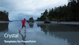 Presentation with pacific northwest - Theme having pacific northwest - running man in olympic park background and a ocean colored foreground