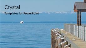  Presentation with sails sailing yacht catamaran sailing - Beautiful presentation theme featuring pacific northwest - small ferry sailing from vancouver backdrop and a  colored foreground