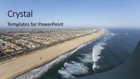  Presentation with huntington - Colorful presentation theme enhanced with huntington beach in southern california backdrop and a light blue colored foreground