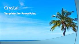  Presentation with palm beach - PPT theme featuring flower on the empty beach background and a light gray colored foreground