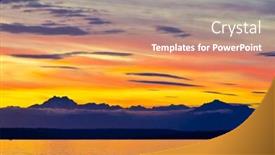  Presentation with seattle - Presentation theme featuring pacific ocean at sunset on mountain in seattle wa background and a coral colored foreground