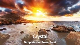  Presentation with california - Slide set with pacific ocean coast in california background and a coral colored foreground