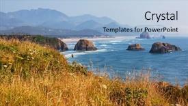  Presentation with pacific - Audience pleasing PPT theme consisting of pacific ocean coast backdrop and a light blue colored foreground