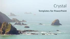  Presentation with coastal - Colorful PPT theme enhanced with nps - pacific ocean coastal rock formations backdrop and a sky blue colored foreground