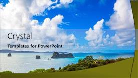  Presentation with pacific island - Amazing PPT theme having pacific-ocean-new-zealand-road backdrop and a light blue colored foreground