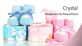  Presentation with gifts - Cool new presentation design with pacifier gifts and blank postcard backdrop and a white colored foreground