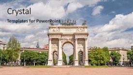  Presentation with peace - Amazing slide deck having pacing - arch of peace arco della backdrop and a light blue colored foreground