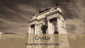  Presentation with honey bee closeup view - Colorful slide set enhanced with pacing - closeup view of arch backdrop and a coral colored foreground