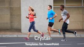  Presentation with urban - Slide deck featuring pacing - fit athletic group of people background and a gray colored foreground