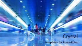  Presentation with motion - PPT theme consisting of pacing - people rush in subway conceptual background and a teal colored foreground