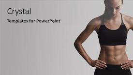  Presentation with woman body - Slide deck consisting of pack - portrait of sporty young woman background and a light gray colored foreground