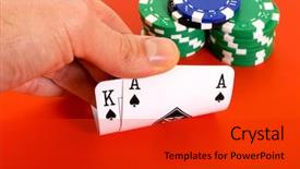  Presentation with spades - Presentation theme having pack cards clubs - ace king of spades background and a  colored foreground