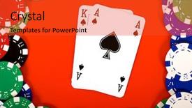  Presentation with spades - Cool new presentation design with pack cards clubs - ace king of spades backdrop and a  colored foreground