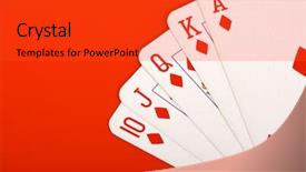  Presentation with diamond glitter sparkle 3d animation - Amazing PPT theme having pack cards clubs - diamond royal flush backdrop and a red colored foreground