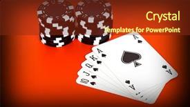  Presentation with spades - Presentation featuring pack cards clubs - spades royal flush and poker background and a tawny brown colored foreground