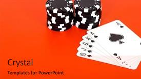  Presentation with spades - PPT layouts consisting of pack cards clubs - spades royal flush background and a  colored foreground