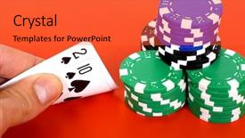  Presentation with spades - Presentation design having pack cards clubs - ten deuce of spades background and a  colored foreground