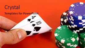  Presentation with spades - Colorful PPT layouts enhanced with pack cards clubs - ten four of spades backdrop and a  colored foreground