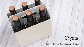  Presentation with beer bottle - Slide deck featuring pack of brown beer bottle background and a white colored foreground
