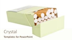  Presentation with cigarettes - Slide set with pack of cigarettes isolated on white background background and a cream colored foreground