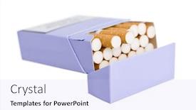  Presentation with cigarettes - Colorful presentation design enhanced with pack of cigarettes isolated on white background backdrop and a light blue colored foreground