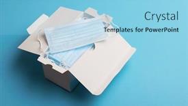  Presentation with medical bacteria - Beautiful PPT theme featuring pack-of-medical-masks backdrop and a light blue colored foreground