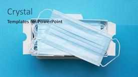  Presentation with medical bacteria - Audience pleasing theme consisting of pack-of-medical-masks backdrop and a light blue colored foreground