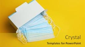  Presentation with medical bacteria - Colorful PPT theme enhanced with pack-of-medical-masks backdrop and a yellow colored foreground