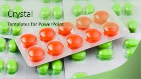  Presentation with abstract medical - Colorful slide set enhanced with pack of pills - abstract medical background backdrop and a mint green colored foreground