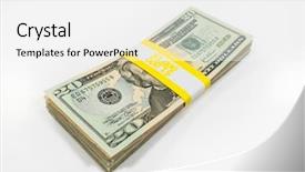  Presentation with floating dollar bills - Presentation theme with pack of twenty dollar bills background and a white colored foreground
