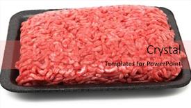  Presentation with ground beef - PPT theme enhanced with package isolated over white bacground background and a coral colored foreground