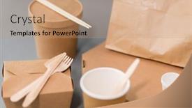  Presentation with recycling paper - Theme with package-recycling-and-eating-concept background and a coral colored foreground