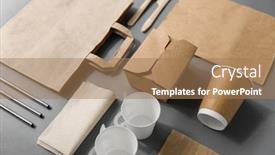  Presentation with paper cups - Beautiful theme featuring package-recycling-and-eating-concept backdrop and a coral colored foreground