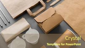  Presentation with paper cups - Presentation theme consisting of package-recycling-and-eating-concept background and a violet colored foreground