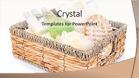  Presentation with wicker - Cool new slide deck with body scrub towel sponge brush - set for spa in wicker backdrop and a sky blue colored foreground