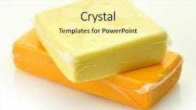  Presentation with cheddar - Slides featuring plastic packaging - two blocks of cheddar cheese background and a blonde colored foreground