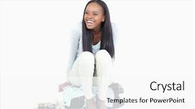  Presentation with peppermint candy cane on white - Slides with jam packed - laughing woman can't get her background and a white colored foreground