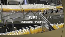  Presentation with conveyor belt - Beautiful presentation design featuring packed bottles moving on conveyor backdrop and a dark gray colored foreground