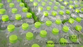  Presentation with storage - PPT theme enhanced with packed group of half liter water bottles in storage background and a yellow colored foreground
