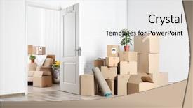  Presentation with moving - Slide deck having packed household stuff for moving background and a white colored foreground