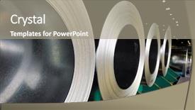  Presentation with sheet industry - Beautiful presentation featuring packed rolls of steel sheet backdrop and a gray colored foreground