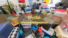  Presentation with electronics - Presentation theme featuring packed storage room filled background and a tawny brown colored foreground