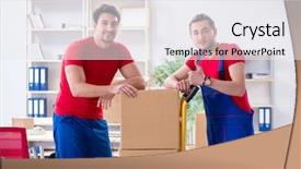  Presentation with personal belongings - Slide deck consisting of packers - two contractor employees moving personal background and a white colored foreground