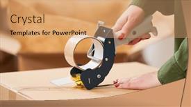  Presentation with box carton - Theme with packing-a-parcel-sealing-carton background and a coral colored foreground