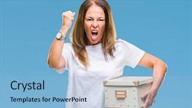  Presentation with moving - Amazing theme having packing box over isolated background backdrop and a light blue colored foreground