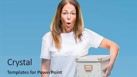  Presentation with moving - Amazing theme having packing box over isolated background backdrop and a  colored foreground