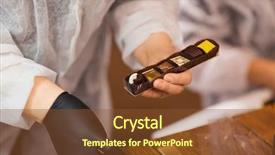  Presentation with pharmaceutical industry production line machine - Theme enhanced with packing candies at confectionery shop background and a tawny brown colored foreground