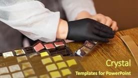  Presentation with industry - Theme having packing candies at confectionery shop background and a tawny brown colored foreground